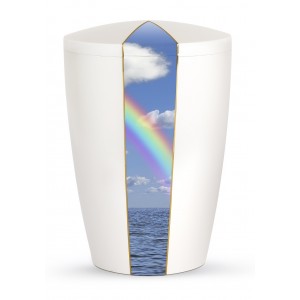 Heaven's Edition Biodegradable Cremation Ashes Funeral Urn – Rainbow / Pearly Iridescent Surface